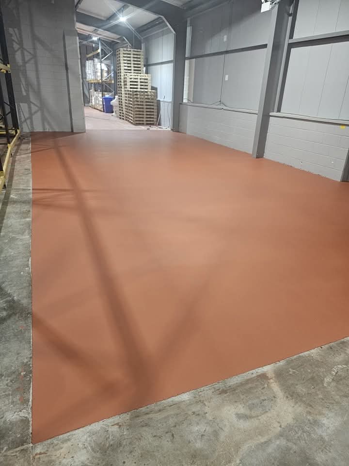 Industrial polyurethane resin flooring installed in a working commercial unit