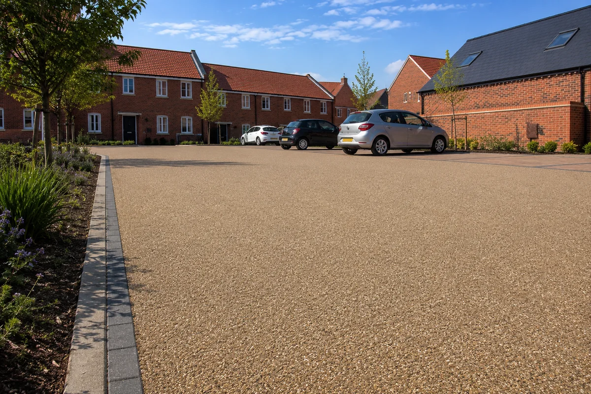 Light vehicle area finished with commercial resin bound surfacing