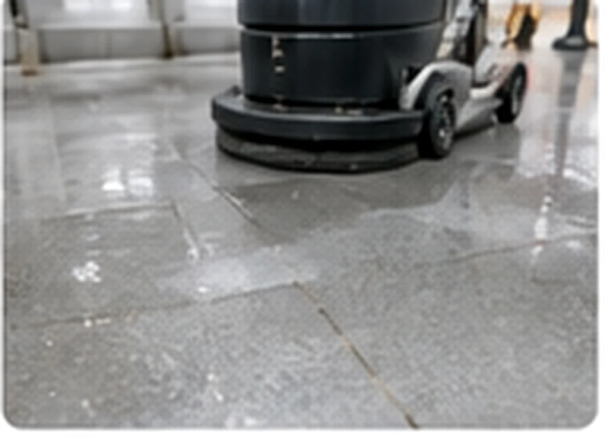 Cleaning and maintaining an industrial resin floor with floor cleaning equipment