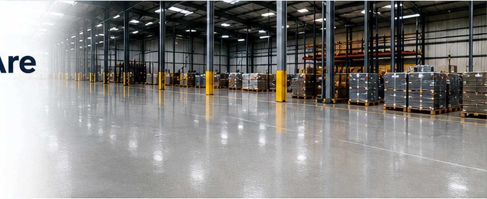 Durable industrial resin flooring in a large warehouse environment