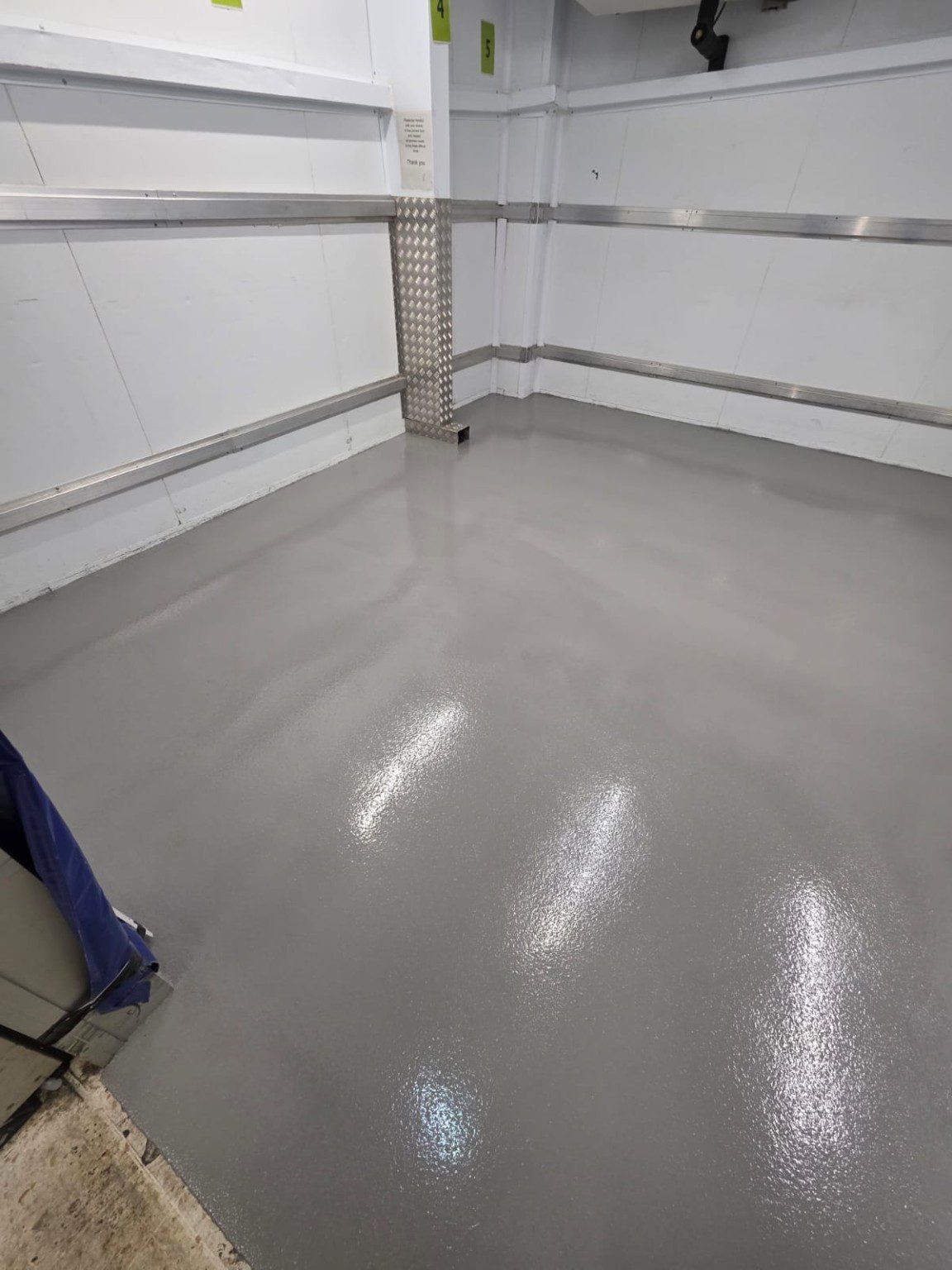 Finished resin floor inside commercial freezer at Waitrose Portishead