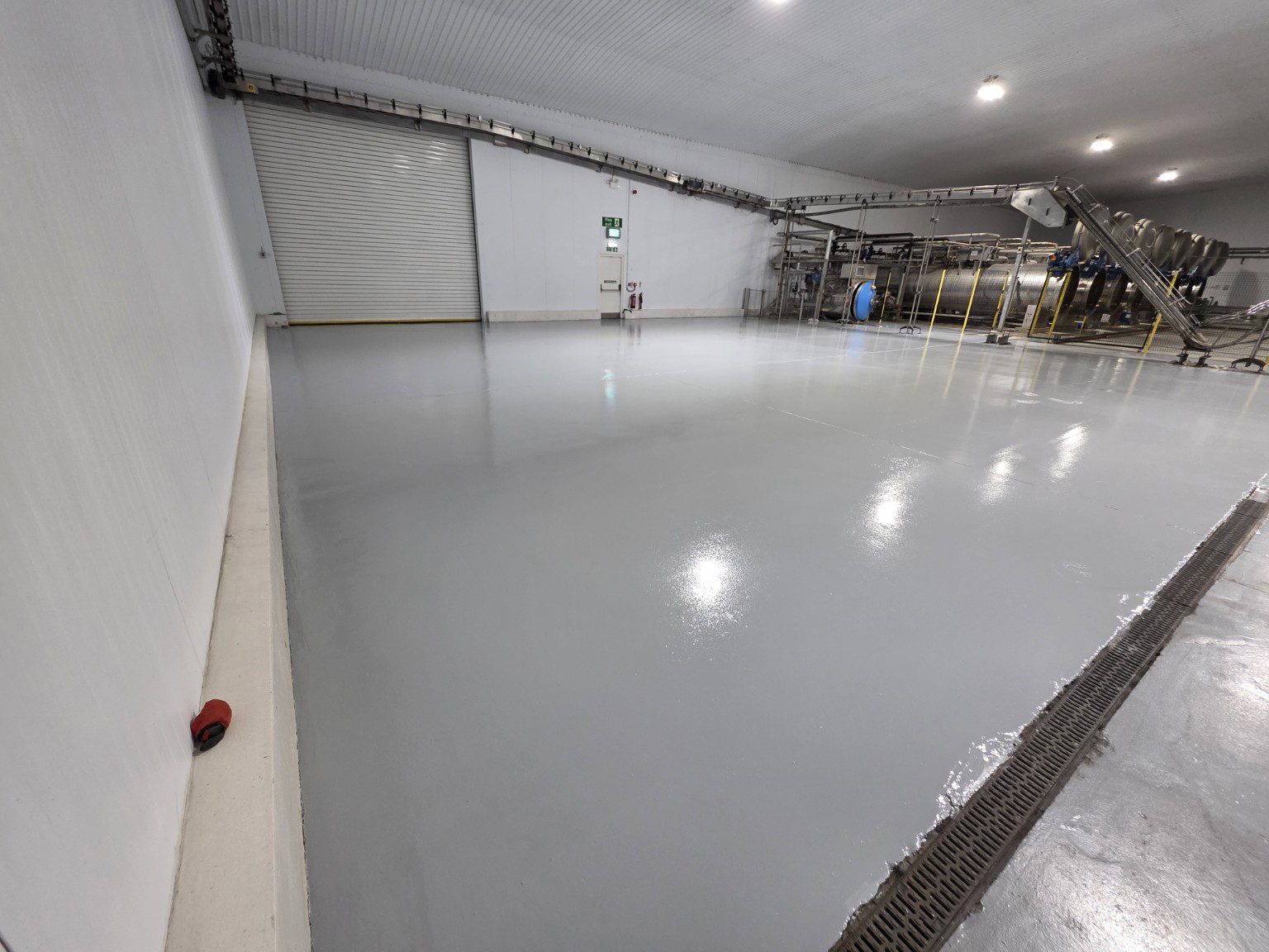 Large completed resin floor across Welsh manufacturing warehouse