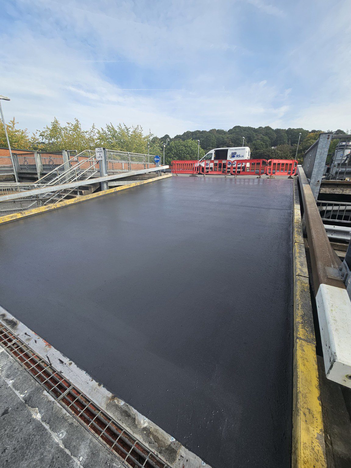 Completed resin car park surfacing on a South Wales vehicle ramp